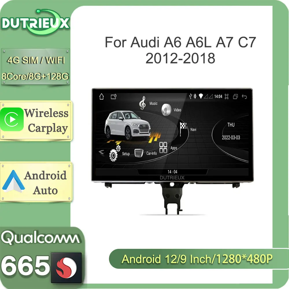 

9 Inch Android 12 Carplay Autoradio Monitor Screen Navigation Radio GPS Multimedia Video Player For Audi A6 A6L A7 C7 2012-2018