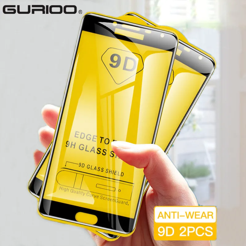 

2 Pcs 9D 9H Full Cover Tempered Glass For Samsung Galaxy A6 A7 A8 Plus A9 2018 J4 J6 Plus J3 J7 J8 2018 Screen Protective Film