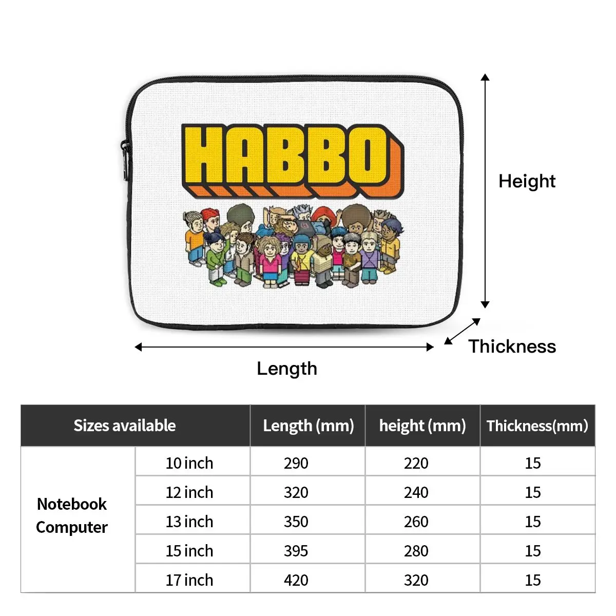 Фото Сумка-чехол для ноутбука Game Habbo Hotel, 10, 12, 13, 15, 17 дюймов, для Macbook Air Pro, планшетов, противоударный чехол-сумка №2