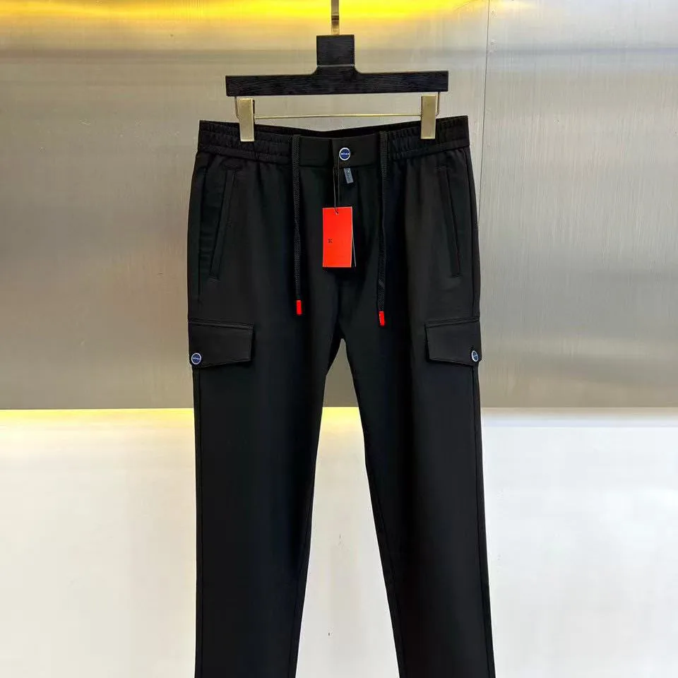 Фото Kiton, итальянские летние новые мужские повседневные брюки из хлопка и льна, однотонные простые прямые брюки со старыми деньгами, прилив №1