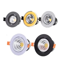 dimmable led cob spotlight ceiling lamp ac85 265v 3w 5w 7w 9w 12w 15w aluminum recessed downlights round panel light