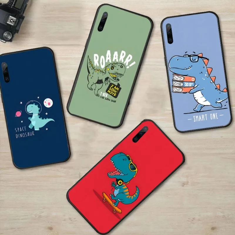 

Мультяшный милый чехол для телефона с динозавром для Huawei P50 P40 P30 Pro Lite P Smart 2021 2019 Magic 3, черный мягкий чехол, чехол