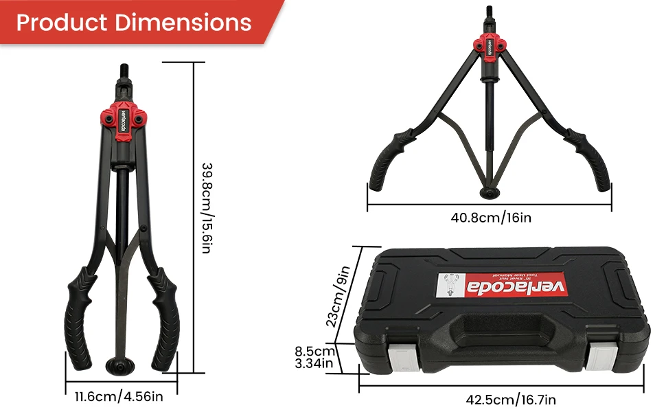 Rivet Nut Tool Ergonomic Hand Riveter Portable Quick Change Labor Saving Rivet Nut Setter Kit with Mandrels Rivet Nuts Wrench