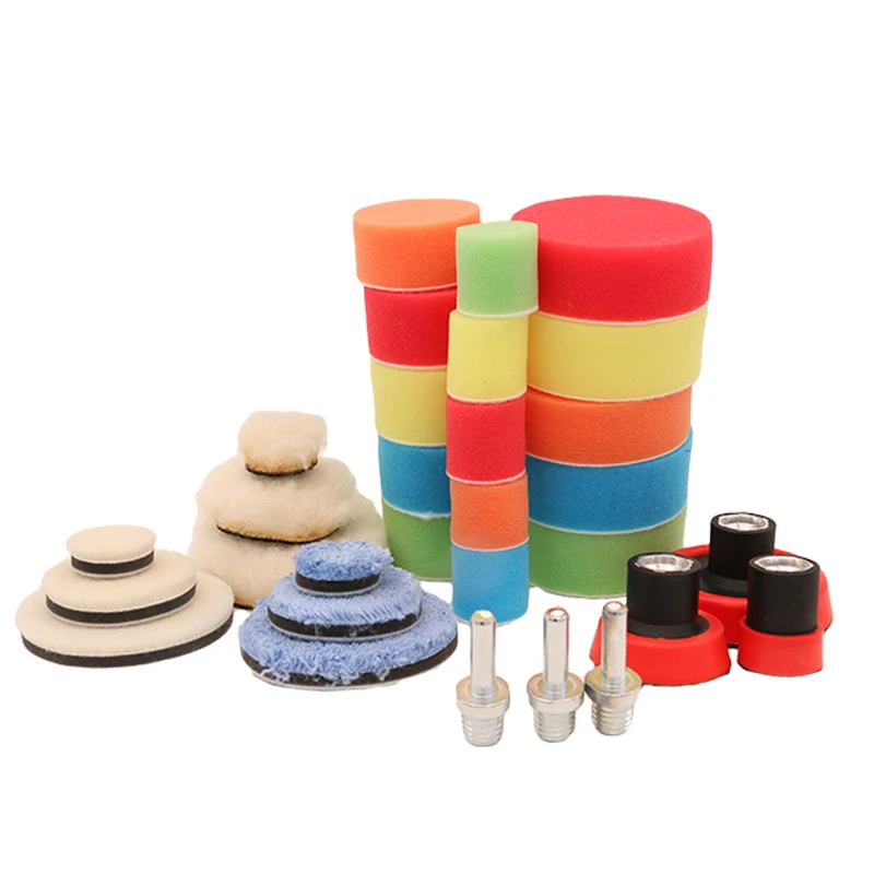 

30Pcs Car Foam Drill Polishing Pad Kit Buffing Pads Sponge Set Drill Power Tool Headlight Wheel Polisher Polimento Pad Polisseur