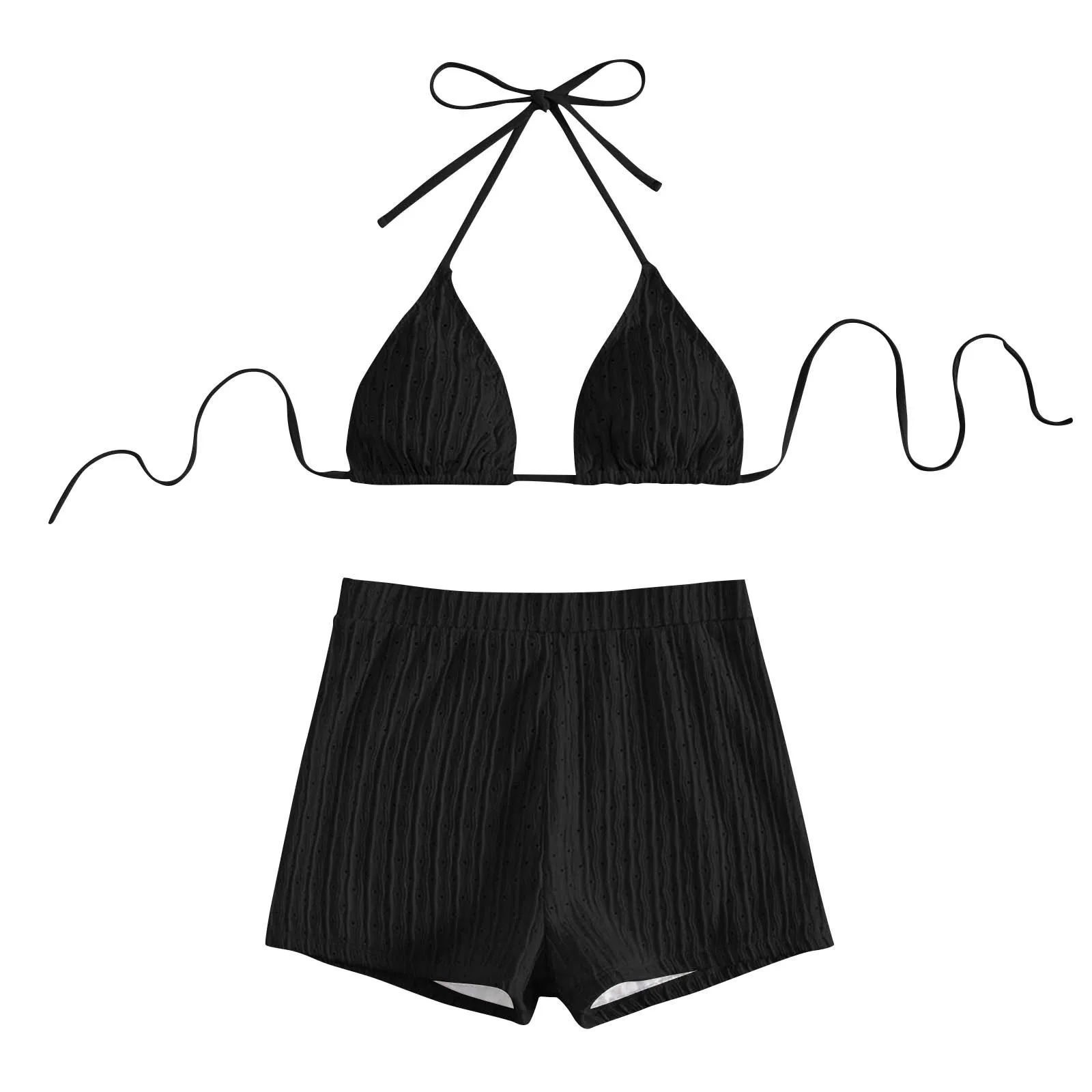 

Женский модный пикантный однотонный комплект бикини на шнуровке с лямкой на шее с высокой талией и открытой спиной