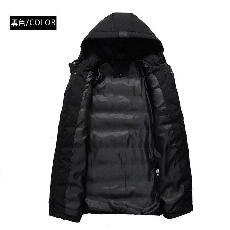 2022 Mens Winter Casual Jassen Fleece Warme Bontkraag Parka Jas Heren Effen Kleur Windjack Afneembare Hoed Bomber Jas Mannen