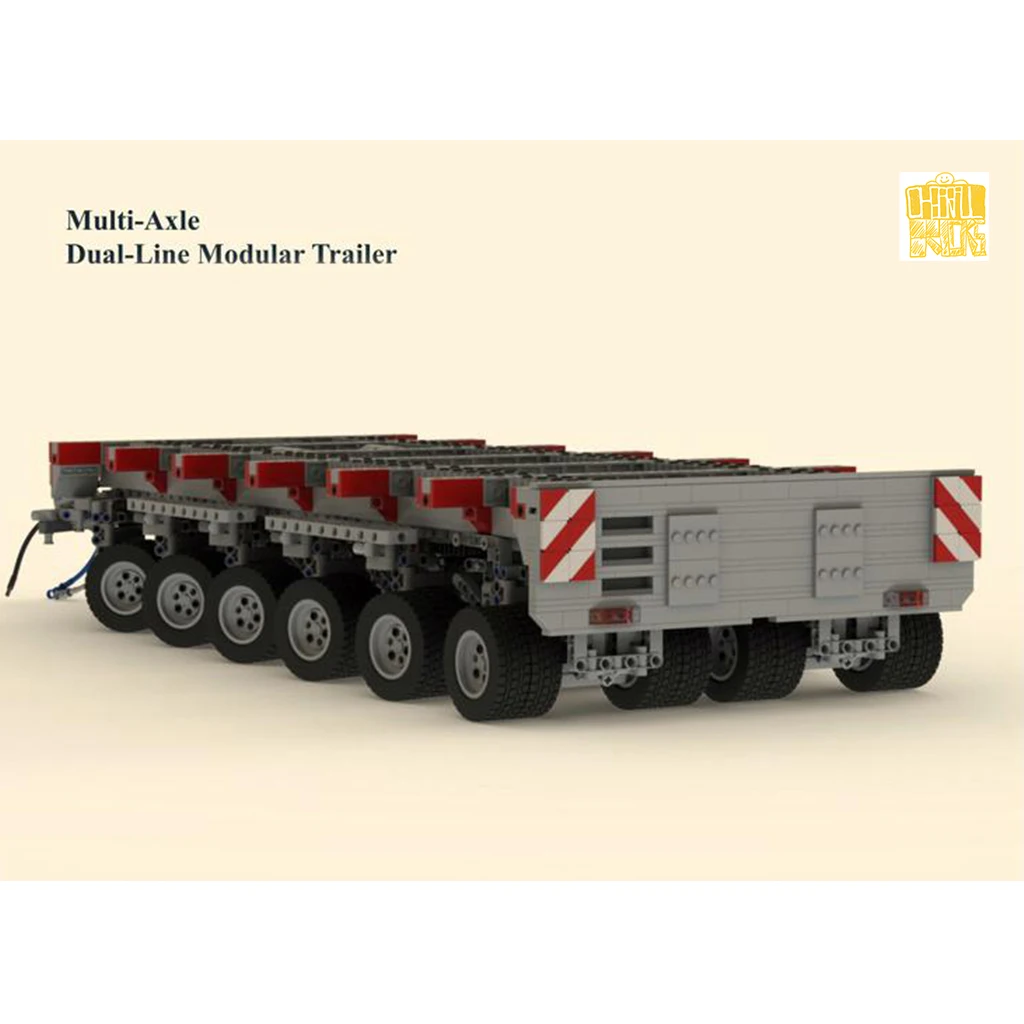 Модель разноосного прицепа с PDF-рисунком строительные блоки кирпичи игрушки