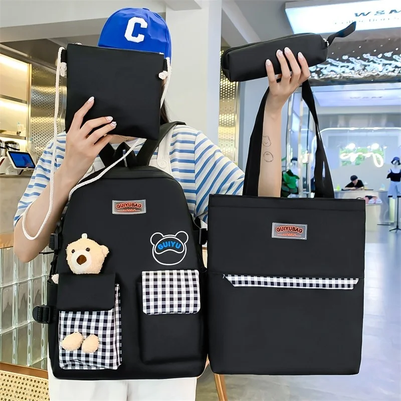 

Ransel Wanita Nilon 4 In 1 Ransel Beberapa Saku Disimpan Ransel Perjalanan Kapasitas Besar Tas Buku Tahan Air