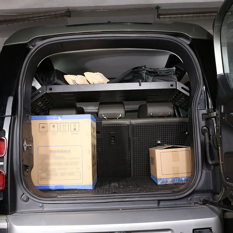 

For Land Rover Defender 110 20-22 Aluminum Alloy Black Car Trunk Cargo Luggage Multi-function Shelf Storage Tray Rack Accessory