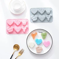 6 cells silicone material pink color heart style cake molds for baking tools diy fondant biscuit chocolate molds