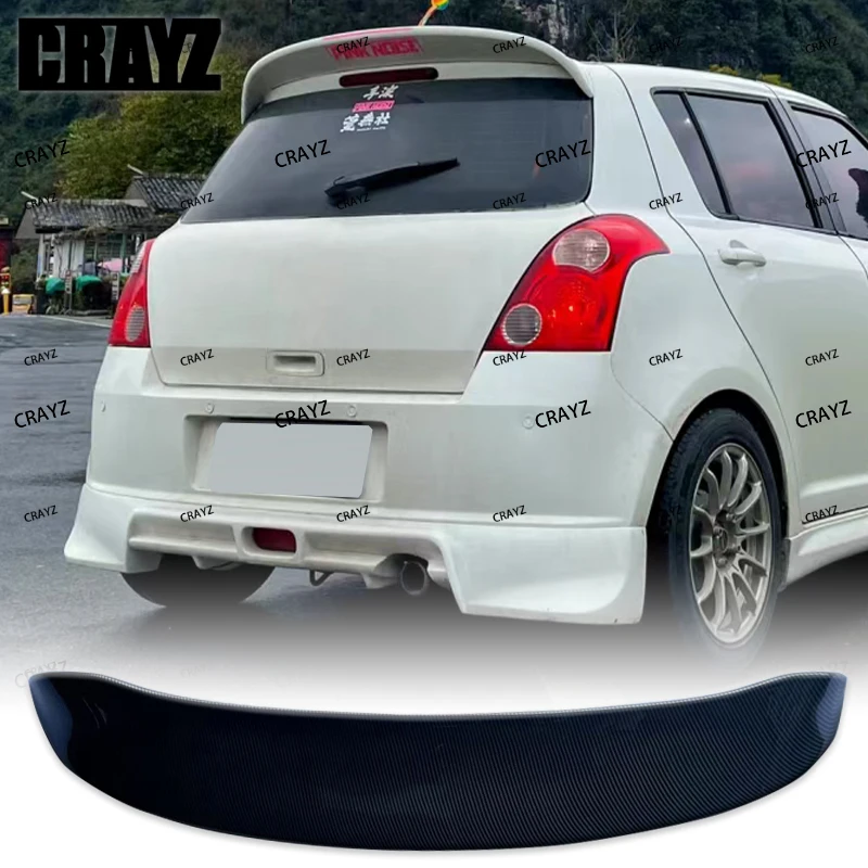 Фото Задний спойлер на крышу из углеродного волокна, подходит для Suzuki Swift ZC11 ZC71 ZC31S Mk3 2005 2006 2007 2008 2009 2010, стиль ложки №5