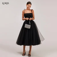 lorie elegant a line black formal graduation gowns spaghetti straps tulle prom party dresses saudia arabia evening cocktail gown
