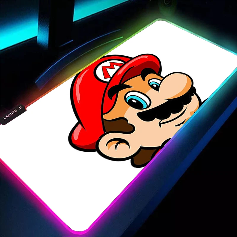 Фото Коврик для мыши RGB M-Mario 90x40 см с подсветкой, игровые аксессуары, компьютерный скоростной мини-клавиатурный коврик для геймеров, светодиодный настольный коврик с обработанными краями №4