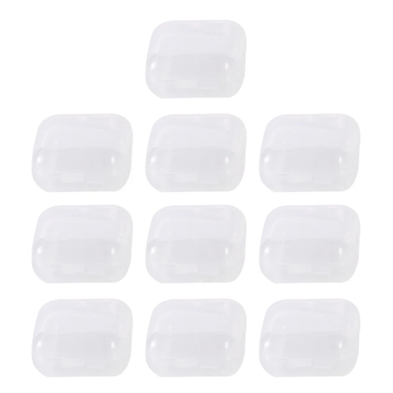 

10Pieces Square Mini Clear Plastic Organizer Storage Box Containers with Hinged Lids for Small Items Stud Earring Rings