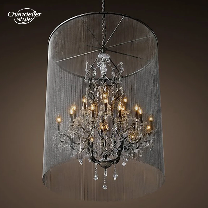 

Винтажные люстры в виде птичьей клетки, современные светодиодные подвесные светильники в виде черной прозрачной дымчатой хрустальной свеч...