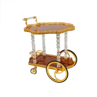 best selling products golden luxury vintage 2 tier coffee tea trolley kitchen food transport trolley