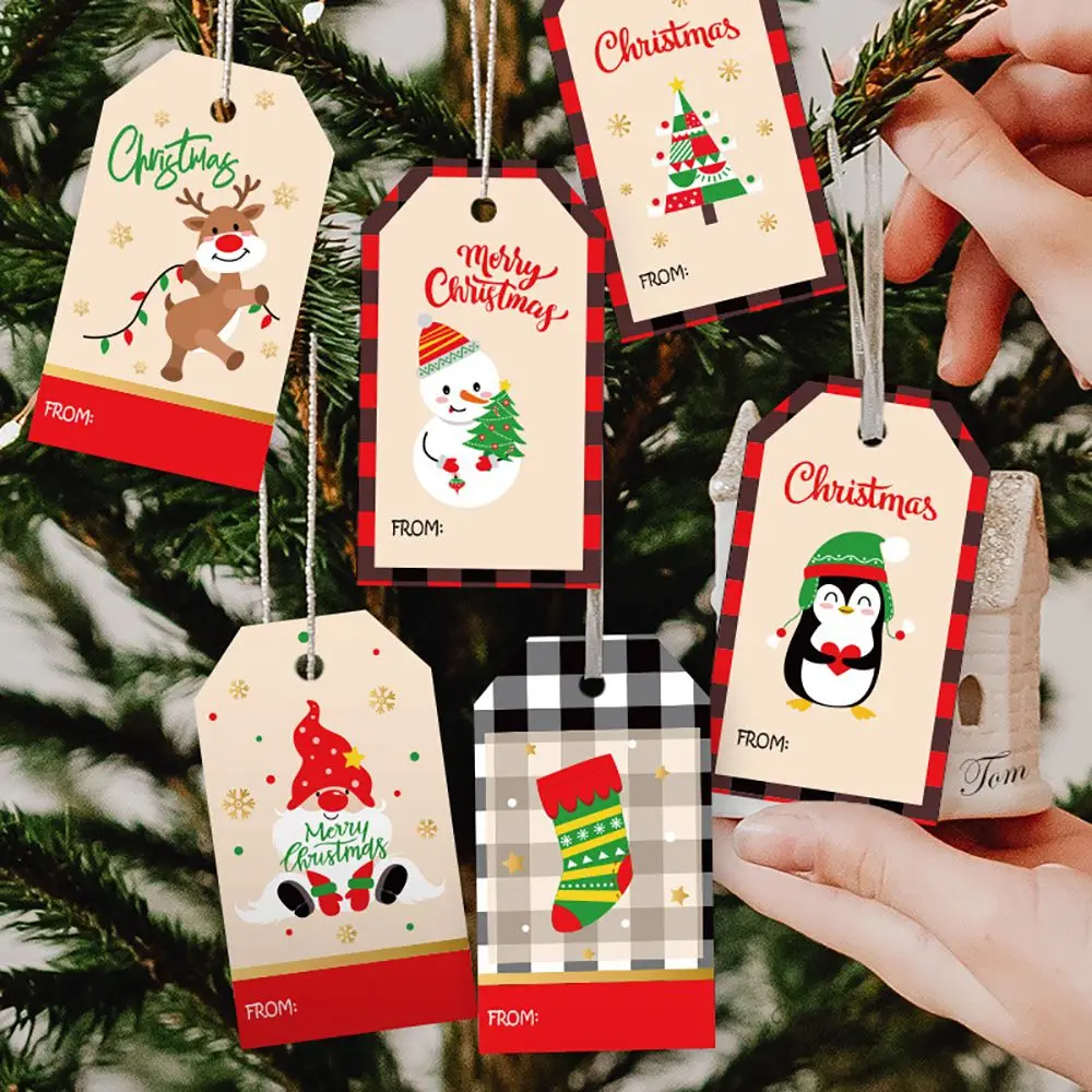 

50PCS DIY Santa Claus Xmas Decoration Kraft Paper Christmas Tree Hang Tags Christmas Labels Christmas Tag Gift Wrapping
