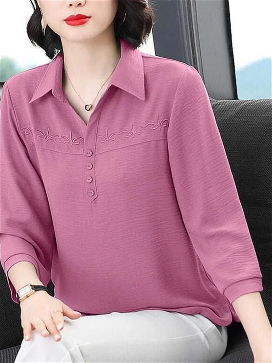 

Женские стильные рандомные повседневные блузы с тремя кварцевыми рукавами и отложным воротником, топы в полоску с принтом DF4698 на весну и ле...