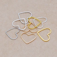 50pcslot 15x18mm rhodium gold color brass heart shape closed rings diy jewelry finding connectors accessories