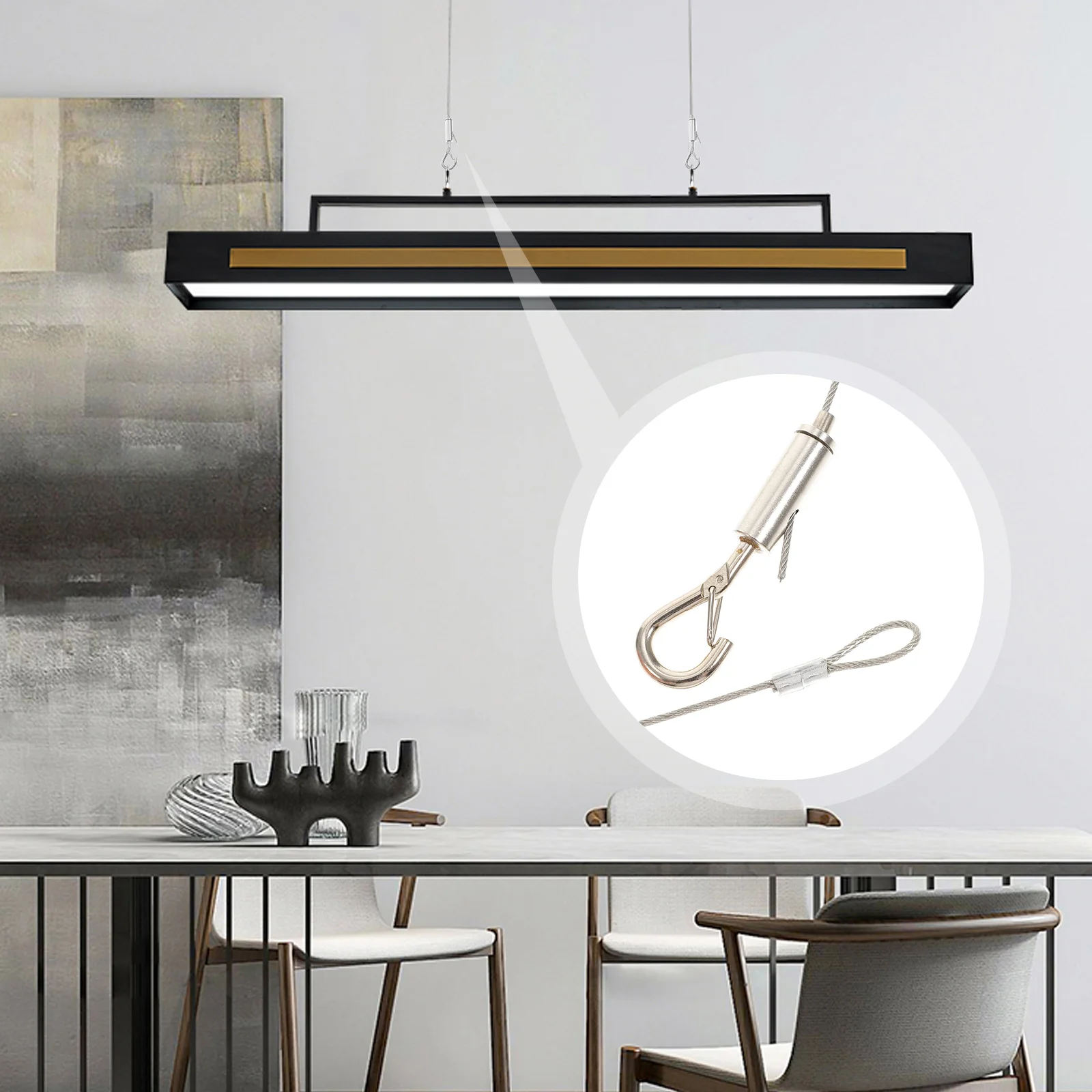

2 Pcs Electric Wire Picture Hanging Line Wall Kit Rope Frames Stainless Steel Mirror