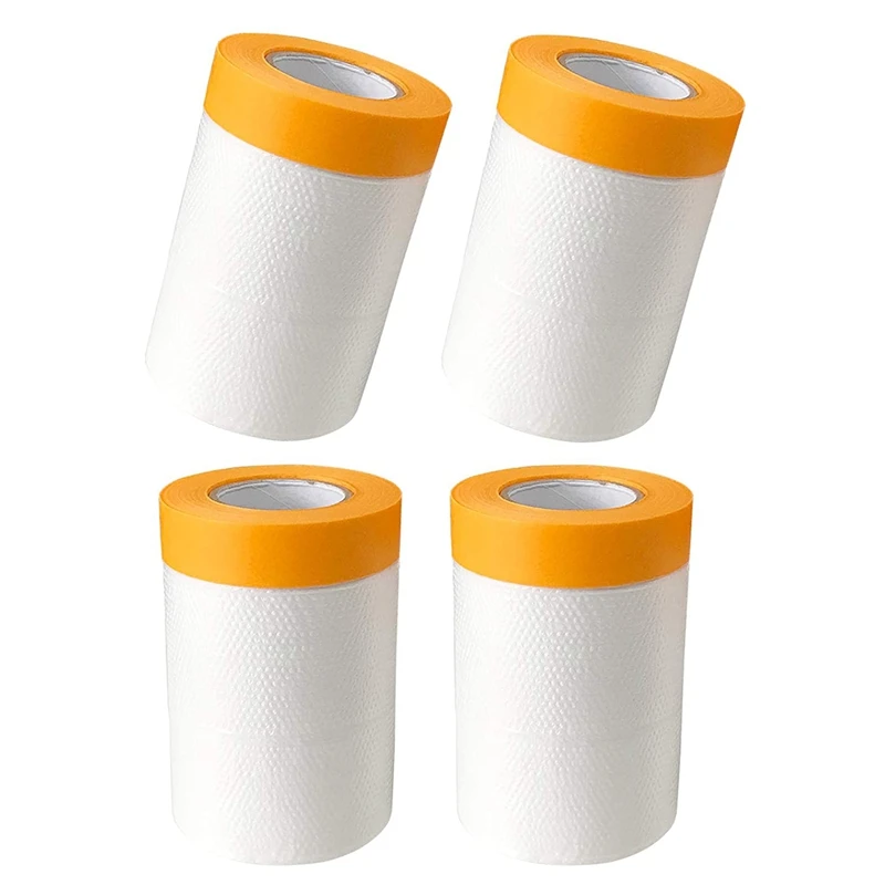 

4 Pcs Plastic Dust Sheets Roll 0.55 X 20M Pre-Taped Masking Film Drop Cloths For Painting Bed Furniture Covering Retail