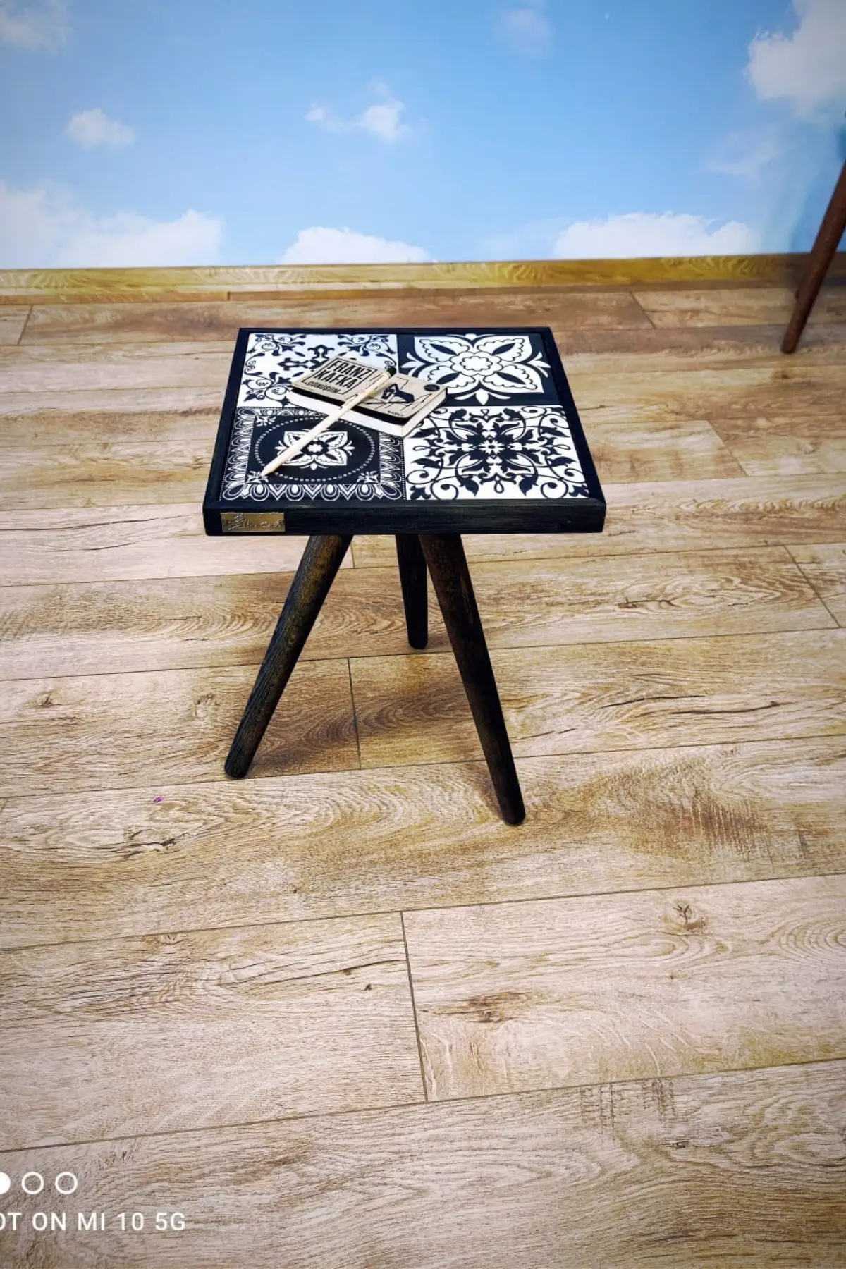 Натуральный твердый керамический кофейный столик Lotus черный 32x32 см мебель для