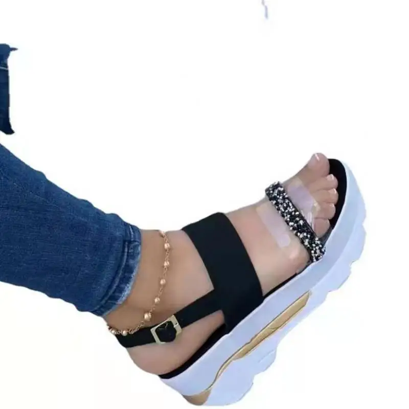 Women Sandals 2022 New Heels Woman Platform Wedges Shoes Ladies Summer Sandals Buckle Non-slip Beach Sandals Plus Size 35-43