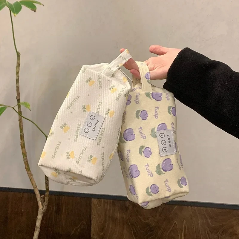 

Cute Floral Pencil Case Ins Simplicity Korean Pencil Bag Lovely High Capacity Stationery Bag Makeup Brush Organizer Student