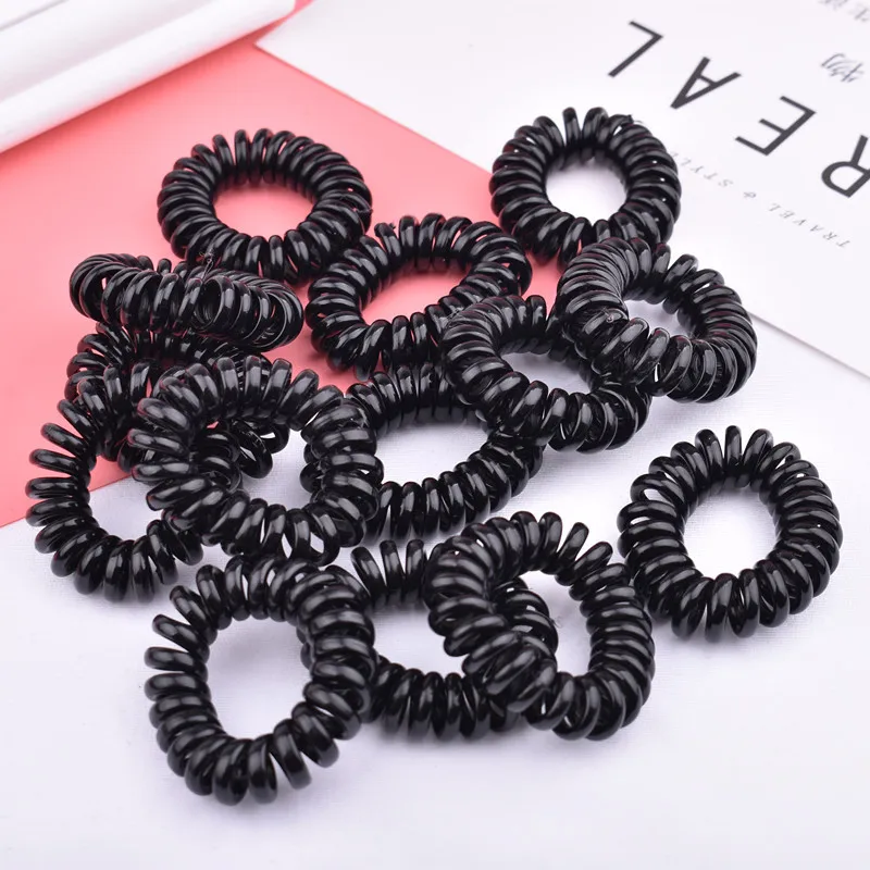 

Fashion Women Black Spiral Hair Bands Elastics Bobbles Hair Ties Scrunchies Girls Hair Accessories Headwear
