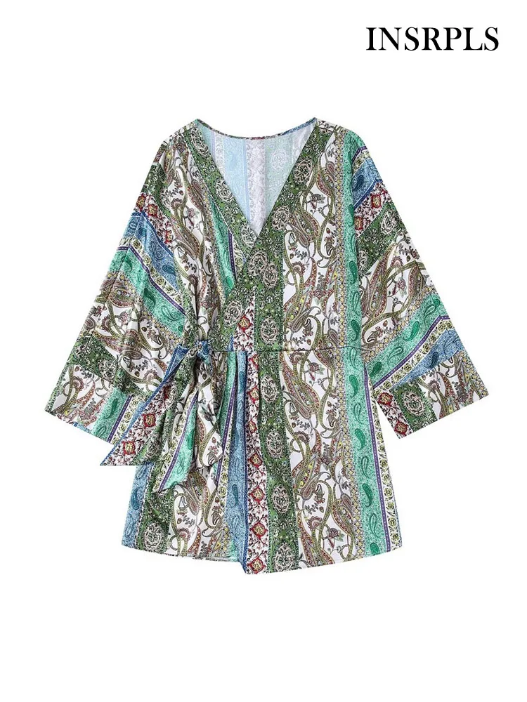 

Женский комбинезон в стиле пэчворк, с поясом на резинке