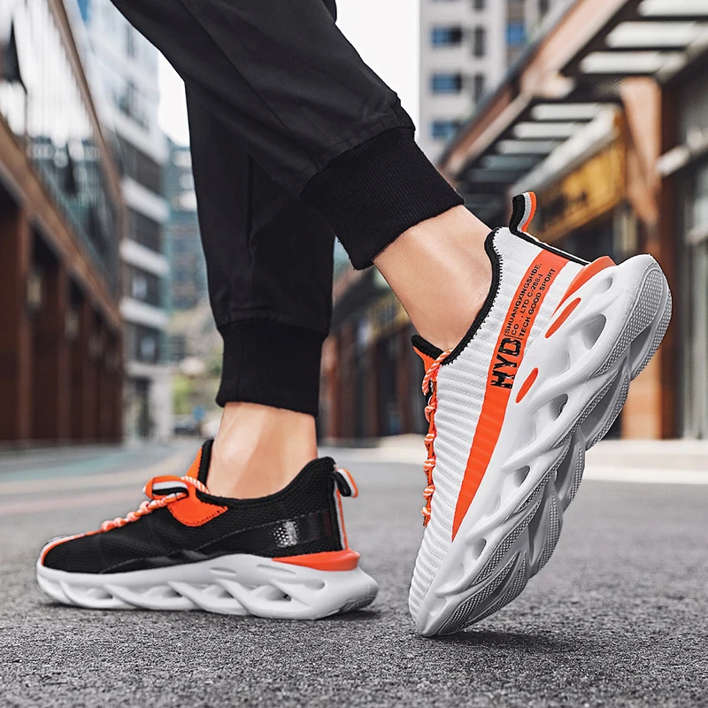 JIEMIAO Large Size Fashion Men Running Shoes Mesh Breathable Athletic Man Sneakers Light Anti-skid Sport Jogging Casual Shoes