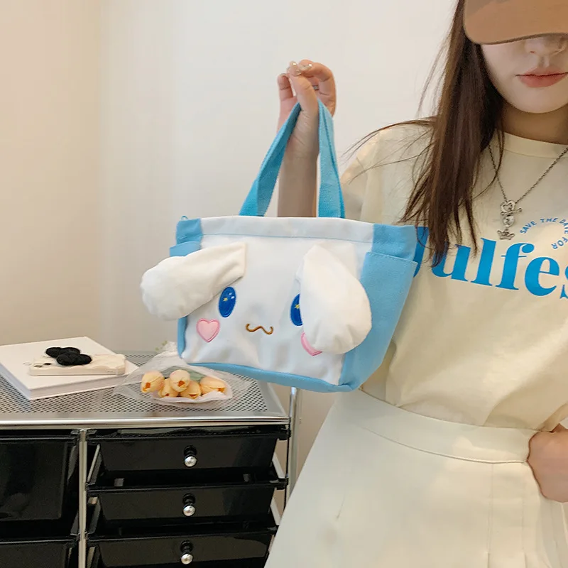 Kawaii Sanrios My Melody Kuromi Cinnamoroll Kirby мультяшный Большой Вместительный холщовый тоут сумка