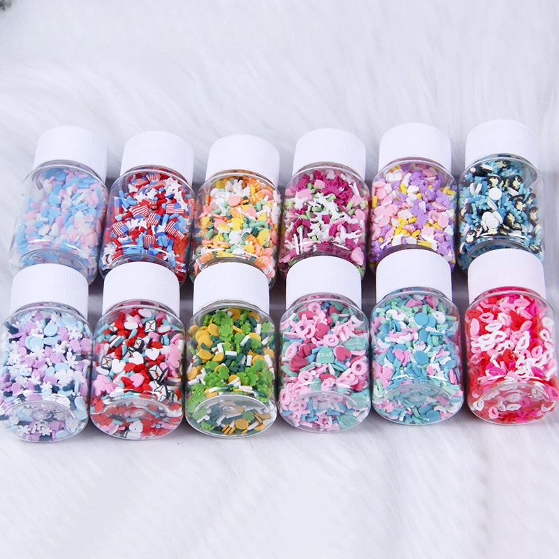 

12pcs15g Bottled Soft Pottery Granules Children's Handmade DIY Imitation Cream Glue Jewelry Accessories Mobile Phone Decoration