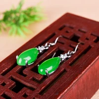 natural green jade pulp hand carved drop earrings fashion boutique jewelry mens and women agate earrings gift accessories