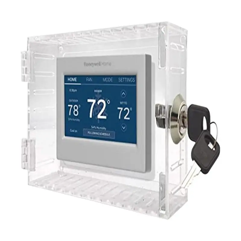 

Thermostat Protection Cover Clear Box Guard Thermostat Holder With Keys Portable Wall Mounted Thermostat Guard Tool For Home