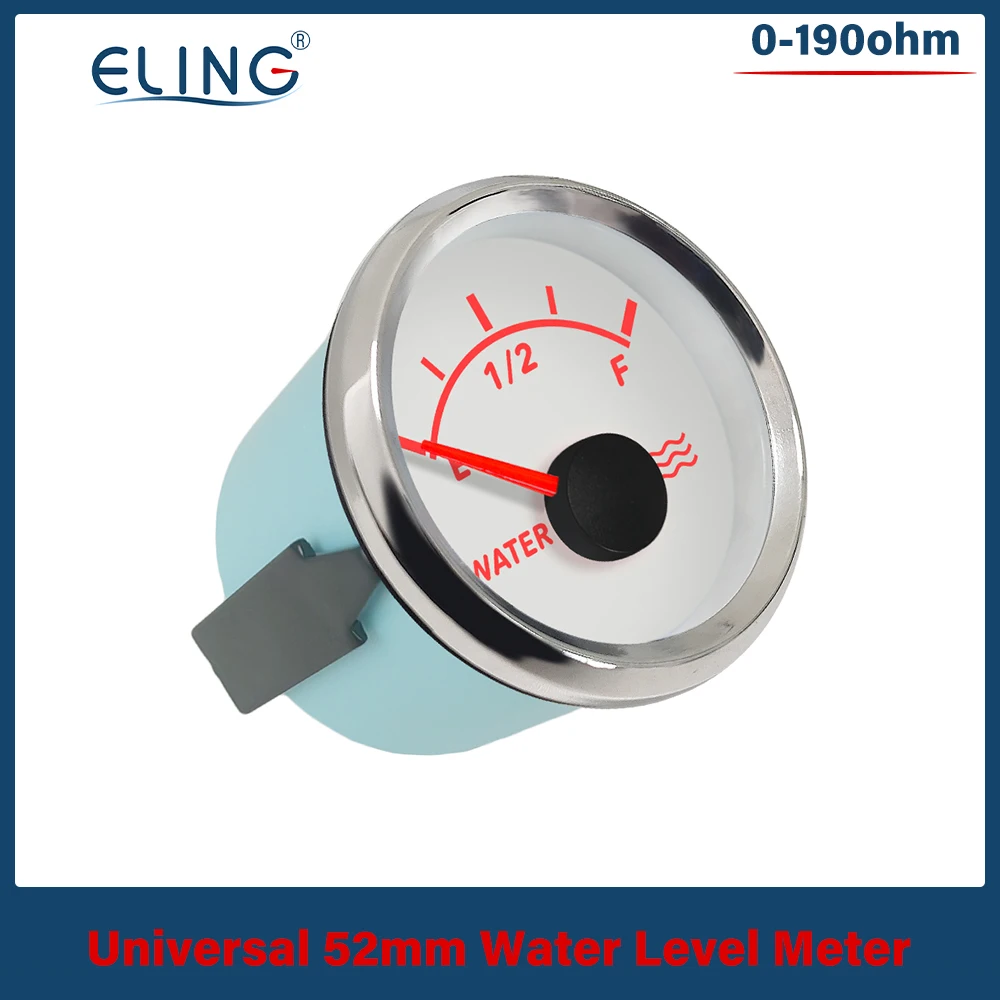 

ELING Universal 52mm Water Level Gauge Meter 0-190ohm 240-33ohm with Red Backlight for Car Boat 9-32V