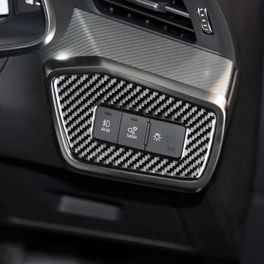 

Panel Frame Trim Heat-resistant Waterproof Carbon Fiber Headlamp Button Panel Trim Cover for Audi A6L A7 2019 Right Drive