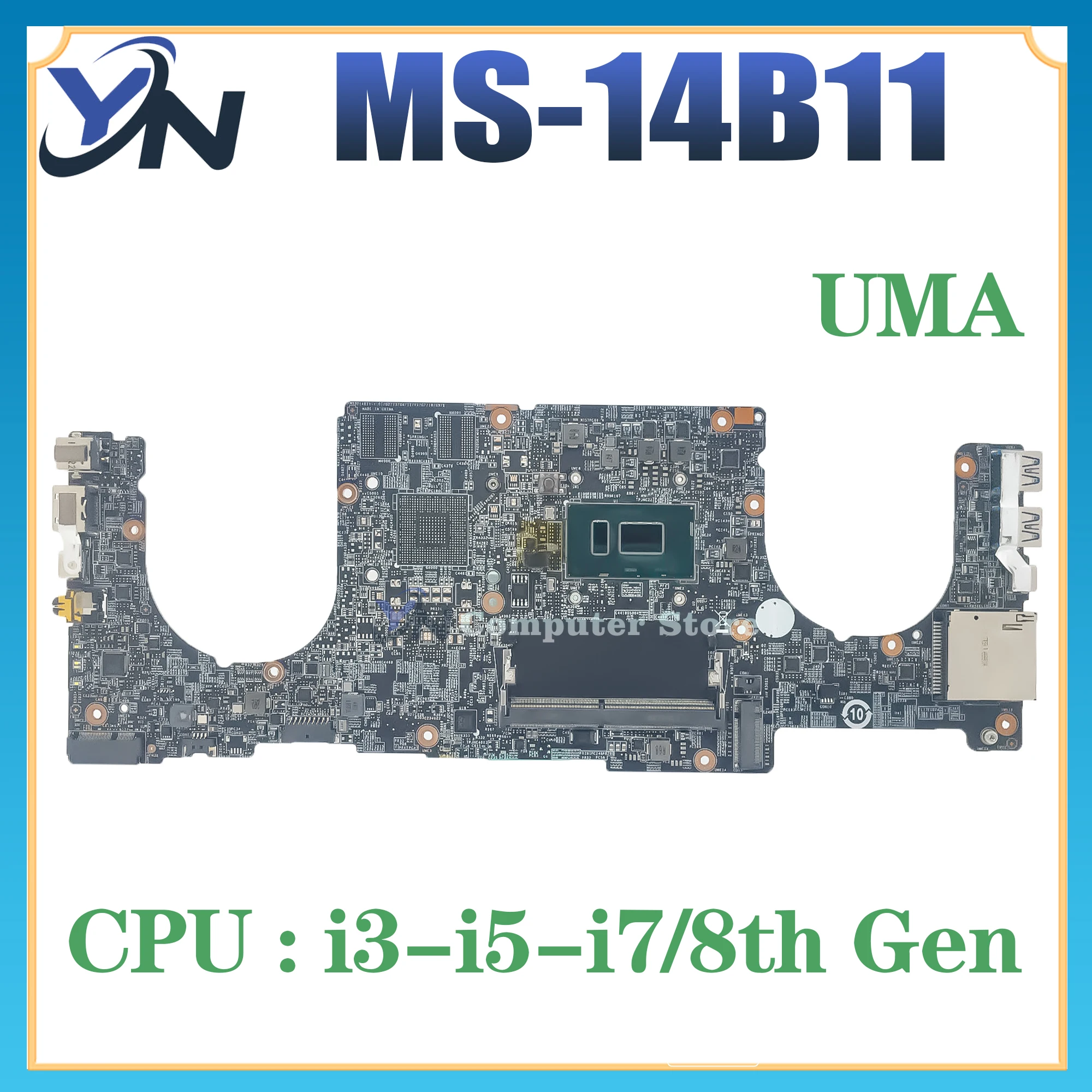 

Mainboard For MSI PS42 MS-14B1 MS-14B11 Laptop Motherboard i3 i5 i7 8th Gen UMA DDR4 100% TEST OK