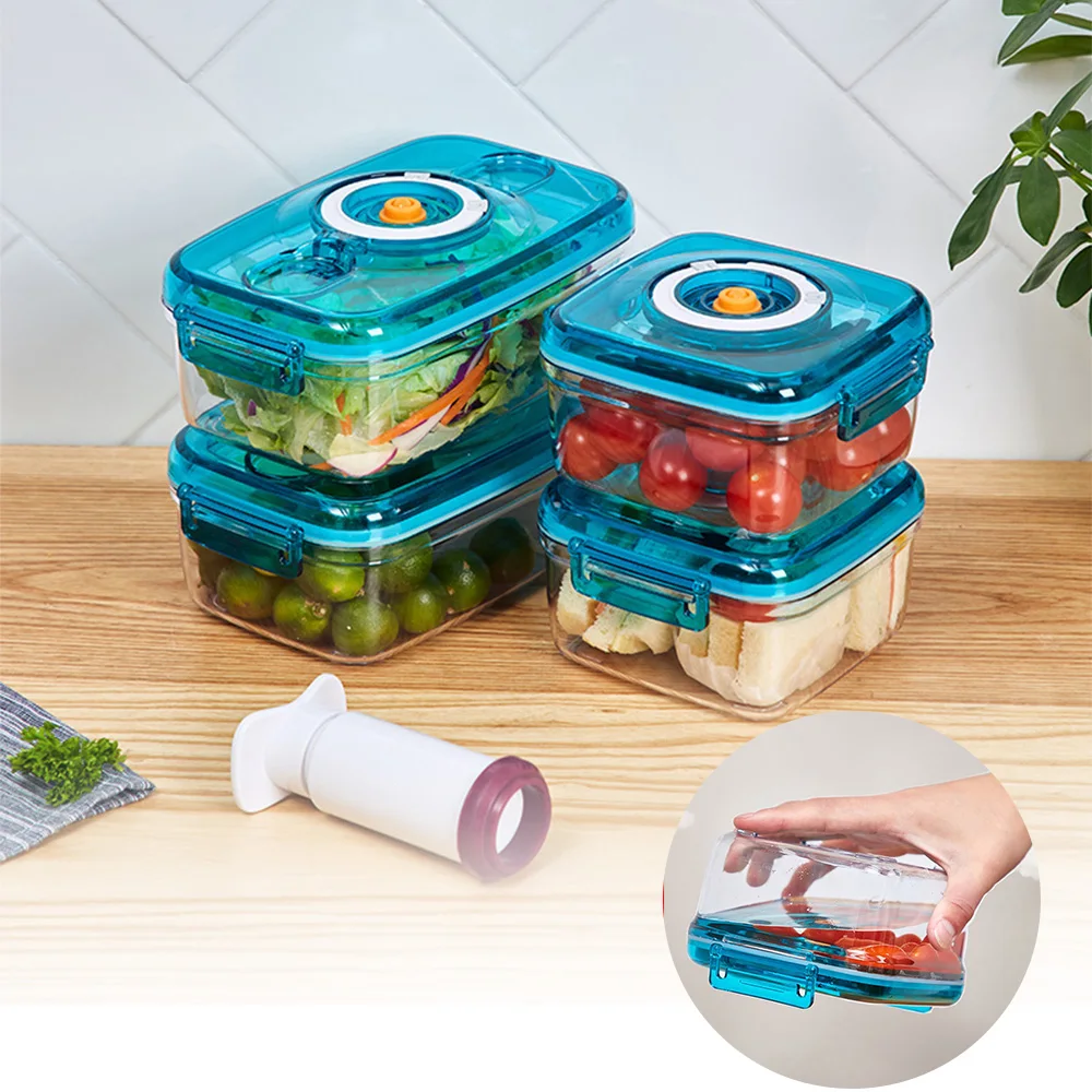 

Preservation Pump Accessories With Square Plastic Vacuum Storage Sealer Box Containers Food Kitchen Organizers Lunch
