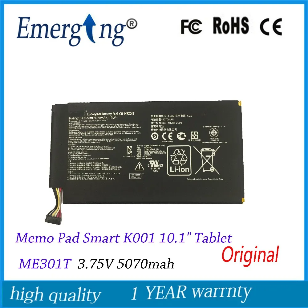 Аккумулятор для планшета 3 75 В 5070 мАч ASUS Memo Pad Smart K001 10 1 дюйма C11-ME301T ME301T