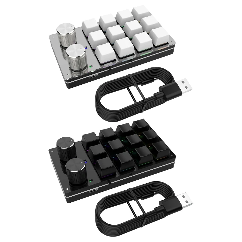 

Macro Custom Gaming Keyboard 12 Key + 2 Knob Programmable Hotswap One-handed Mechanical Keypad for PS Drawing Working