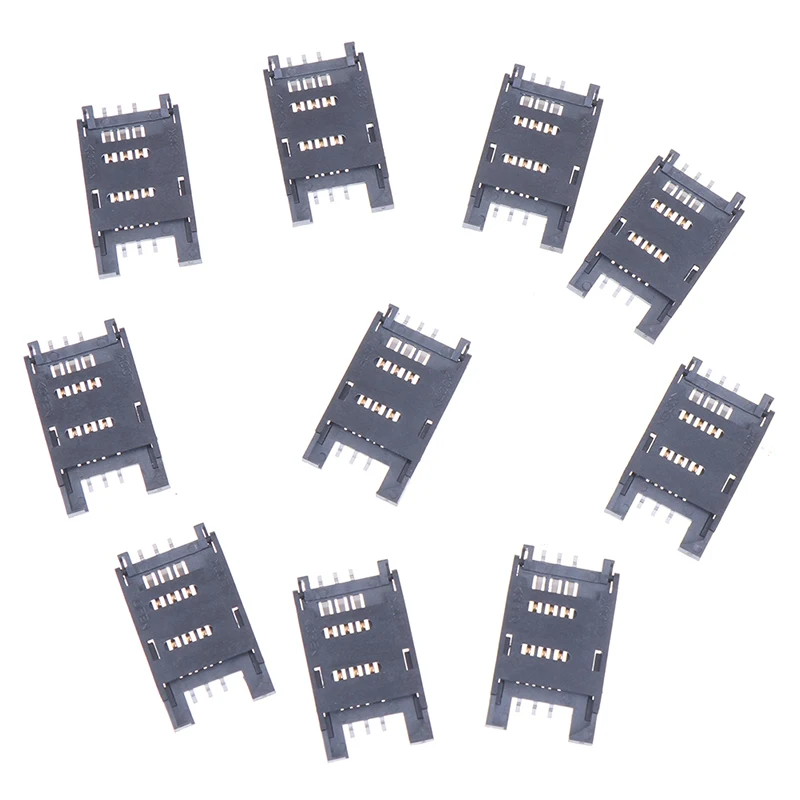

10pcs Sim Card Holder 6p Smt Smd 6 Pin Card Socket / 6pin Slot / Seats/ Holder Connector For Phone