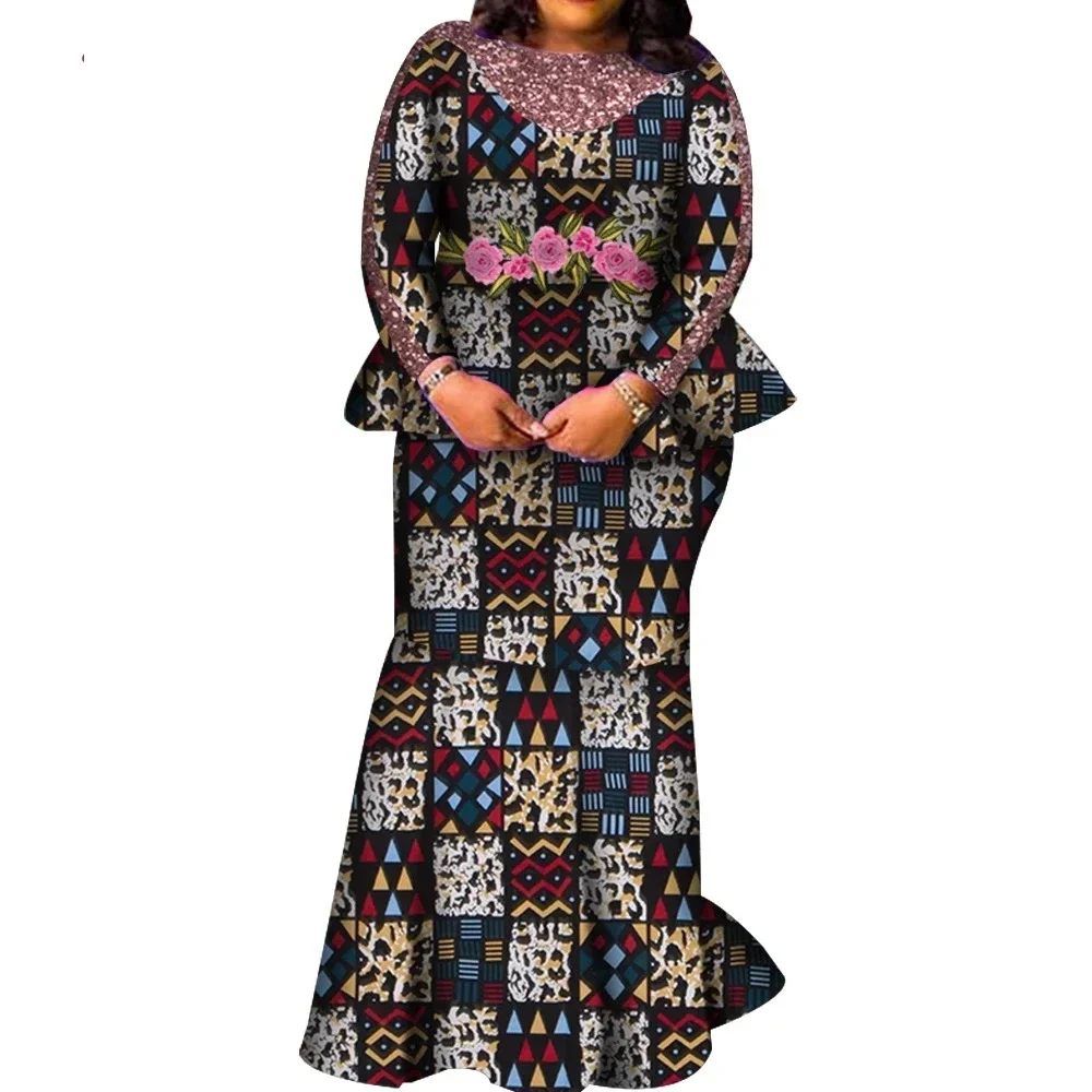 Популярный дизайн с длинным рукавом костюм из 2 предметов африканская женская