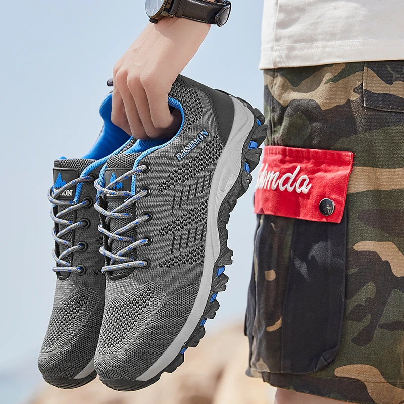 

Мужские уличные повседневные туфли, модные кроссовки для скалолазания, светильник резиновая походная обувь, черная весенне-осенняя сетчатая обувь