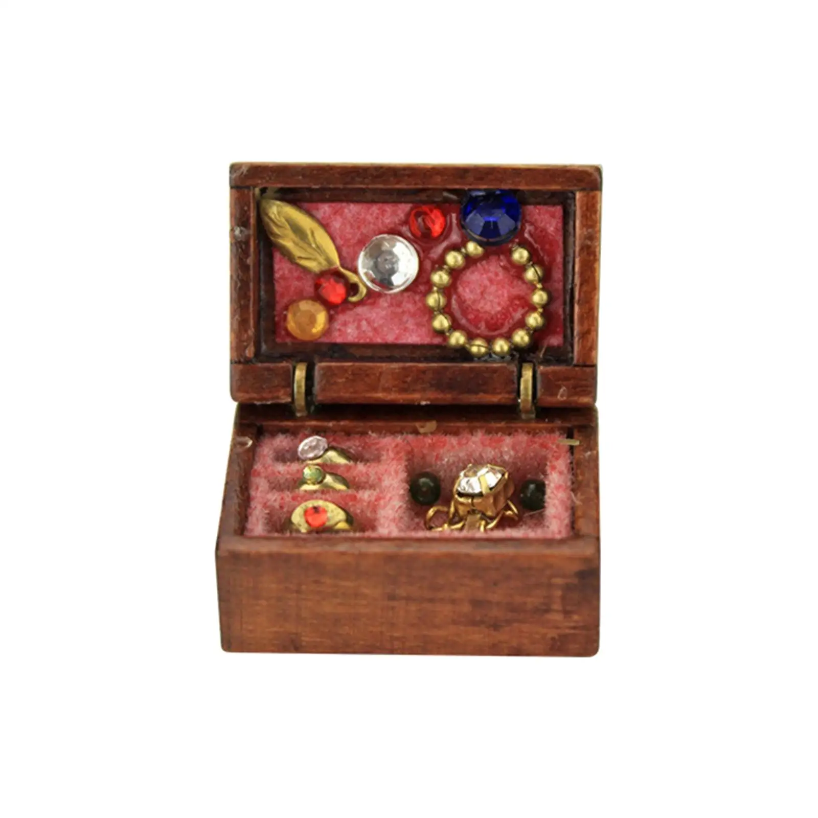 

Миниатюрная деревянная шкатулка для ювелирных изделий, имитация в масштабе 1/12, игрушки, сцена жизни, ролевая игра, микроландшафт, украшение для дома, спальни