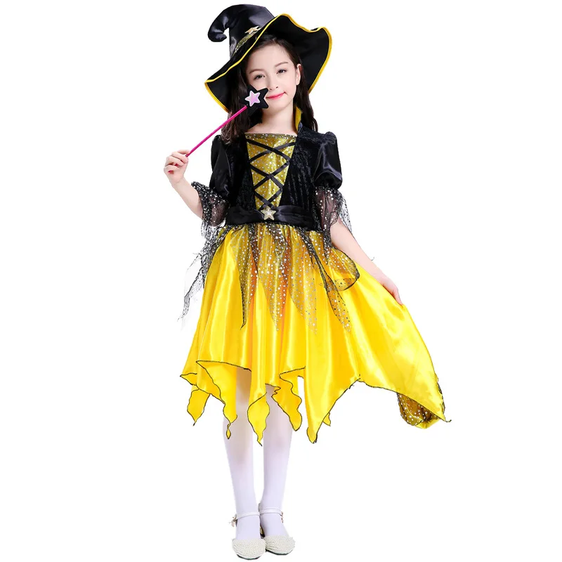 

Halloween Children's Performance Costume Cosplay Performance Costume Girl Witch Witch Hat Princess Dress