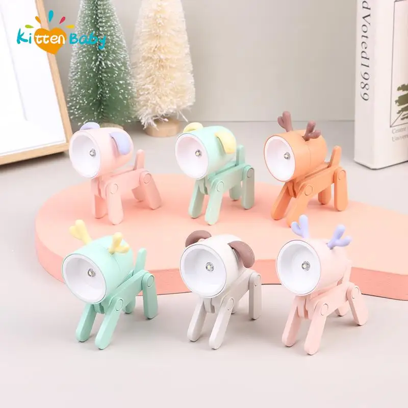 

1/12 1/6 Dollhouse LED Night Light Mini Cute Pet Light Cartoon Pet Folding Table Lamp Bedroom Living Room Decor DIY Accessories