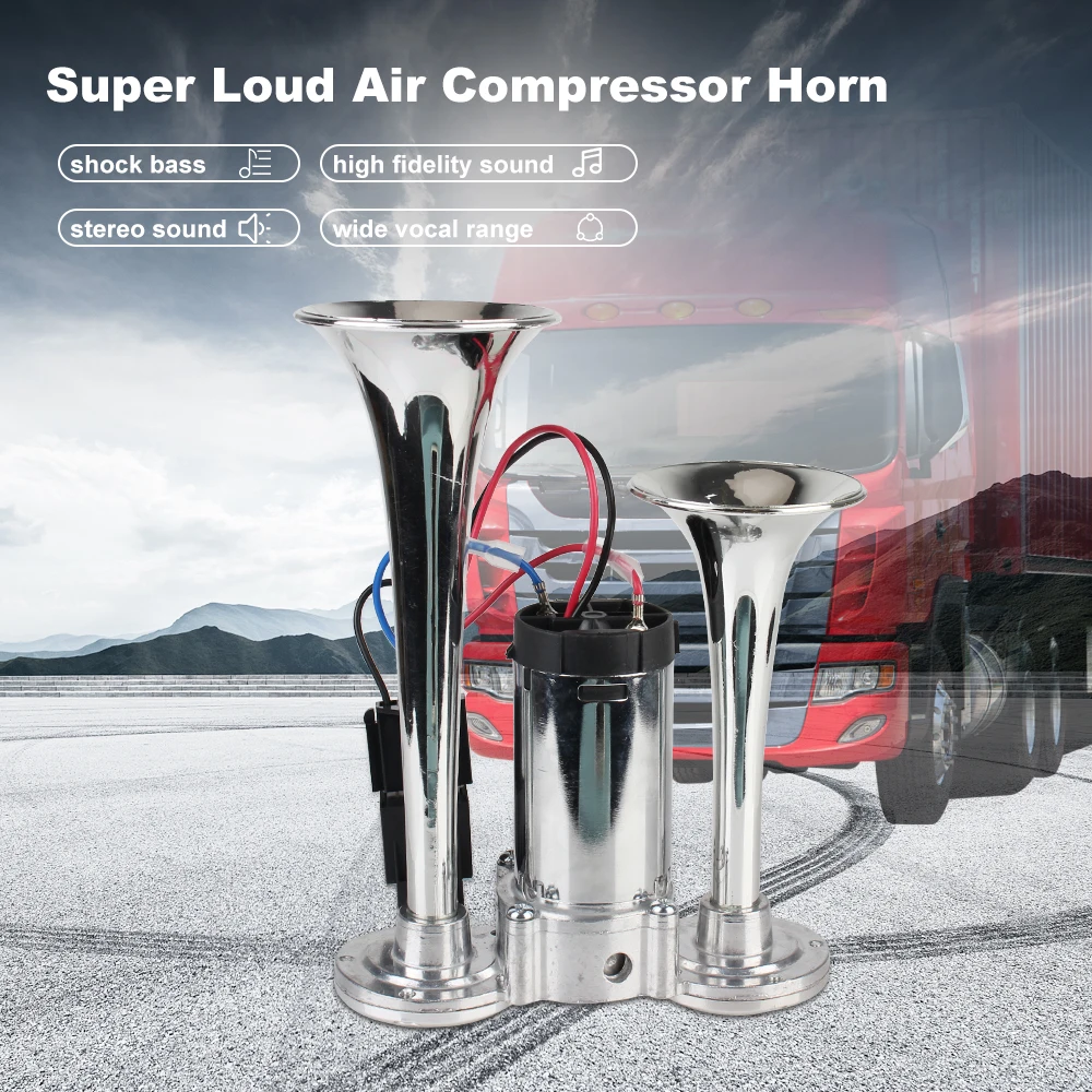 600dB Car Electric Horn Dual Trumpets 12V Modification For Motorcycle Boat Truck With Air Compressor and Relay Super Loud