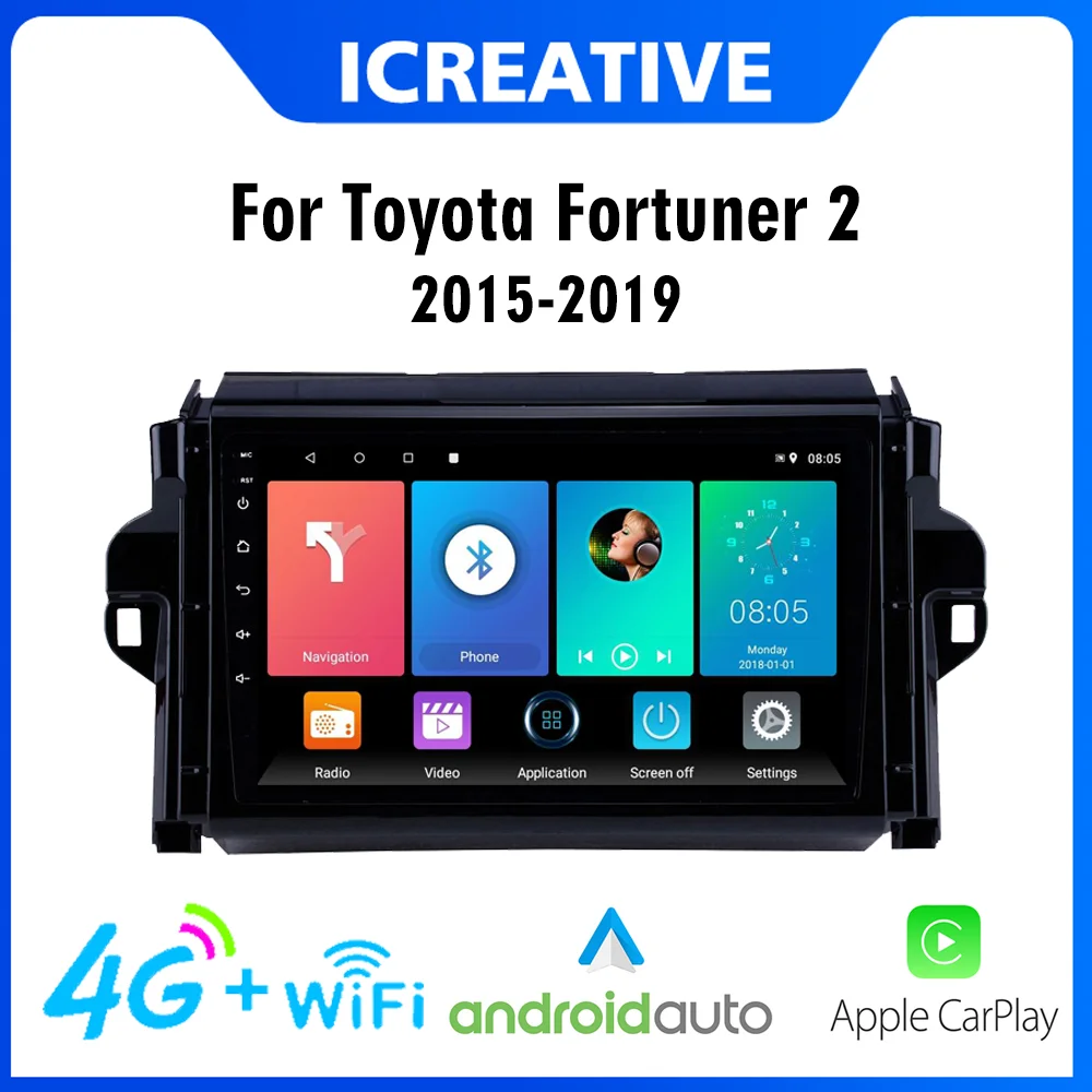 

Android Car Radio 4G Carplay 2 Din For Toyota Fortuner 2 2015-2019 Car Multimedia GPS Navigation WIFI FM Head Unit Player