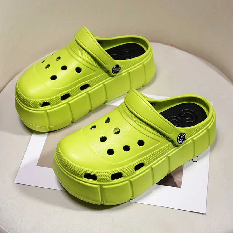 6CM Thick Sole Hollowed-out Outdoor Clogs Women Sandals Women Slippers Summer Beach Sandals For Girls Summer Fashion Simple Shoe